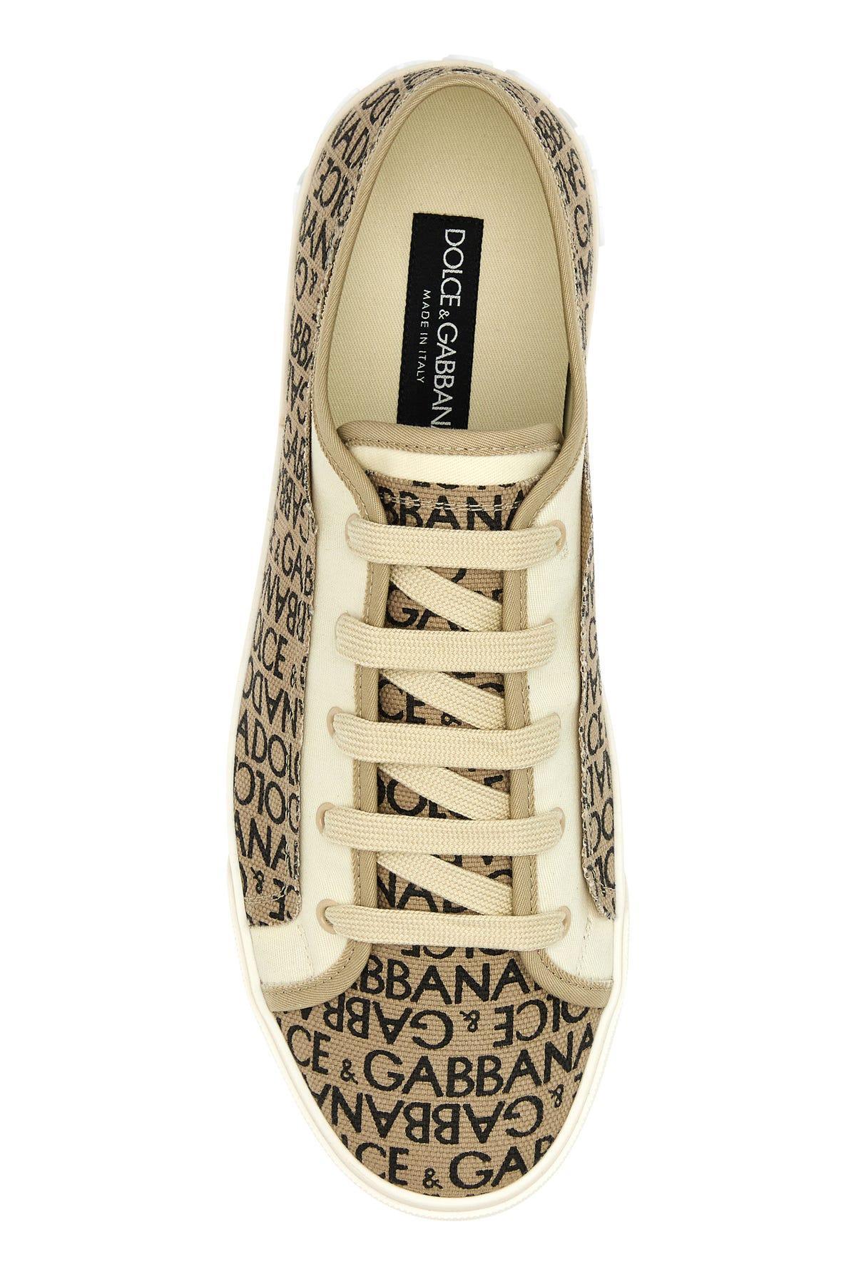 Beige Printed Canvas Sneakers Product Image