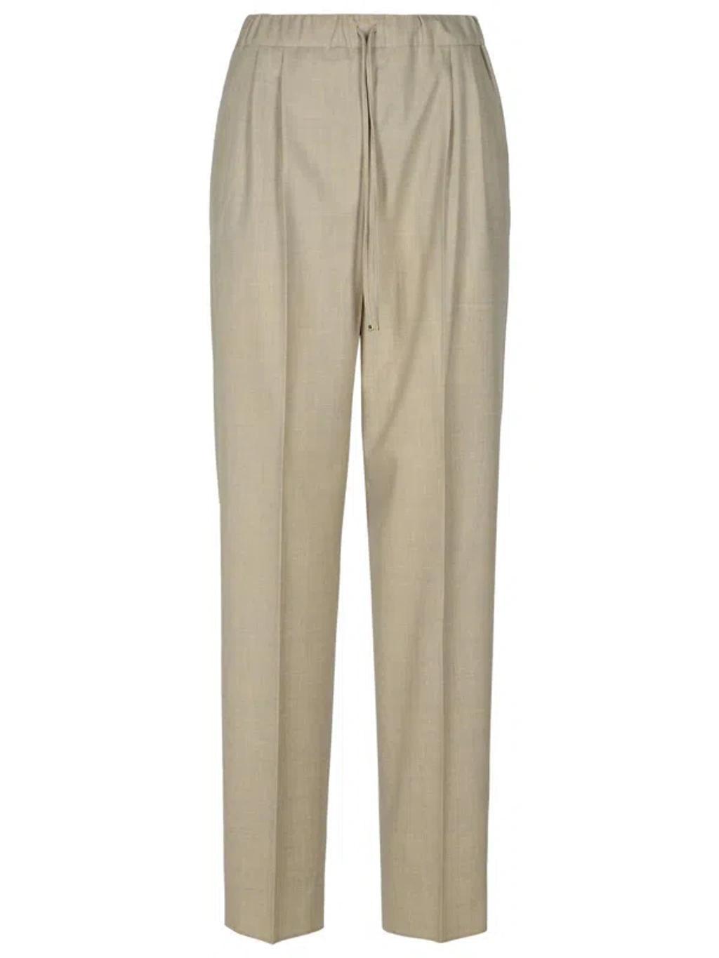 Drawstring Straight Leg Pants In Cream product image