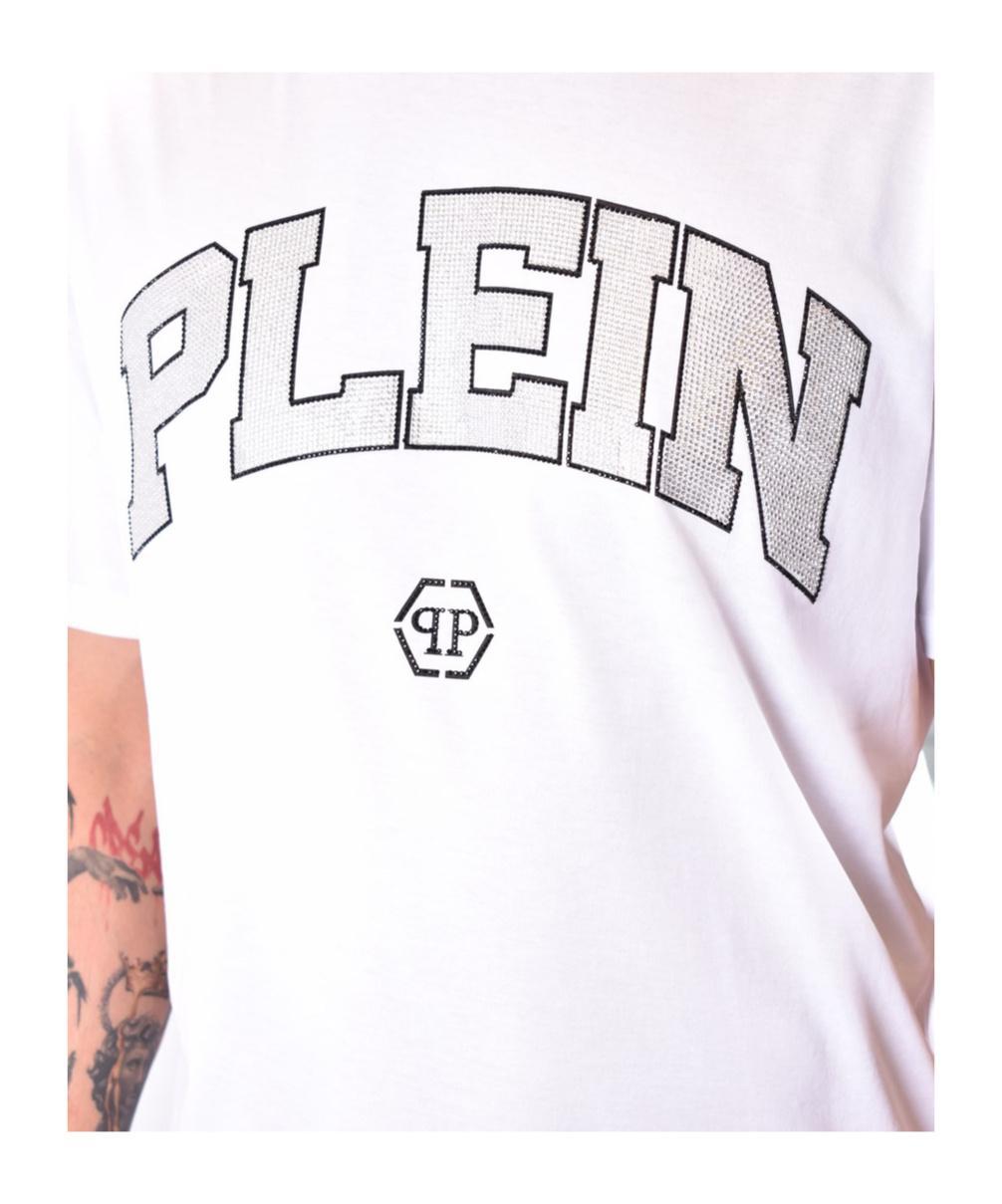 PHILIPP PLEIN Logo-embellished Cotton T-shirt In White Product Image