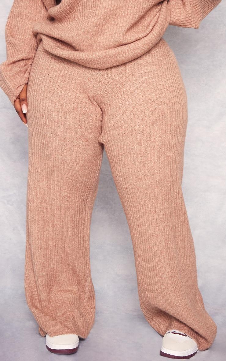 Plus Cappuccino Soft Rib Knit Pants Product Image