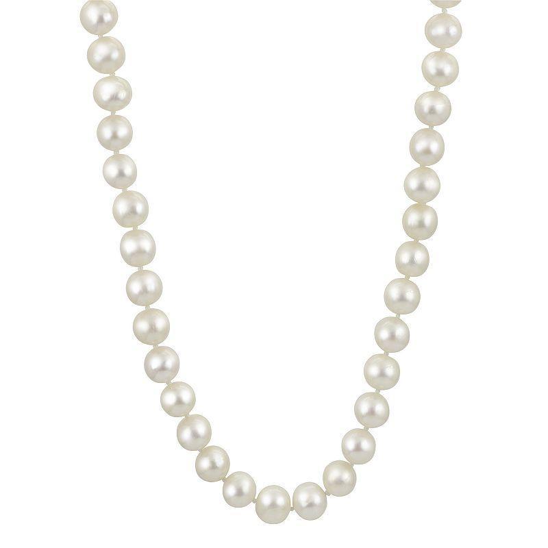 Sterling Silver Freshwater Cultured Pearl & White Topaz Accent Necklace, Womens Product Image