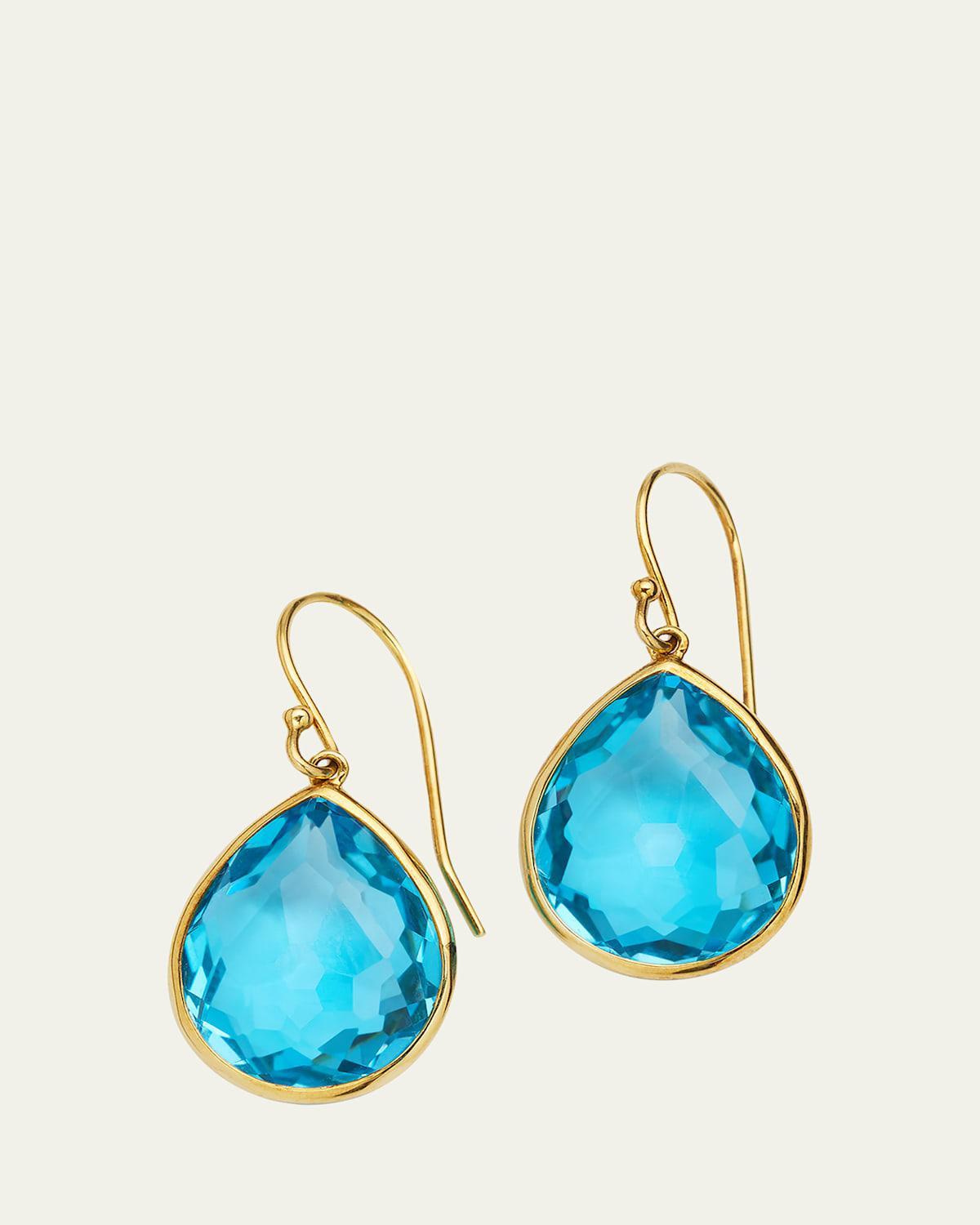 Womens Rock Candy 18K Green Gold & Blue-Topaz Medium Teardrop Earrings Product Image