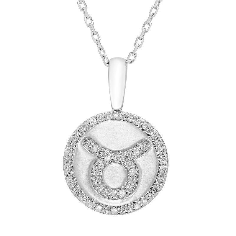 Its Personal Sterling Silver 1/6 Carat T.W. Diamond Zodiac Sign Necklace, Womens Cancer Product Image