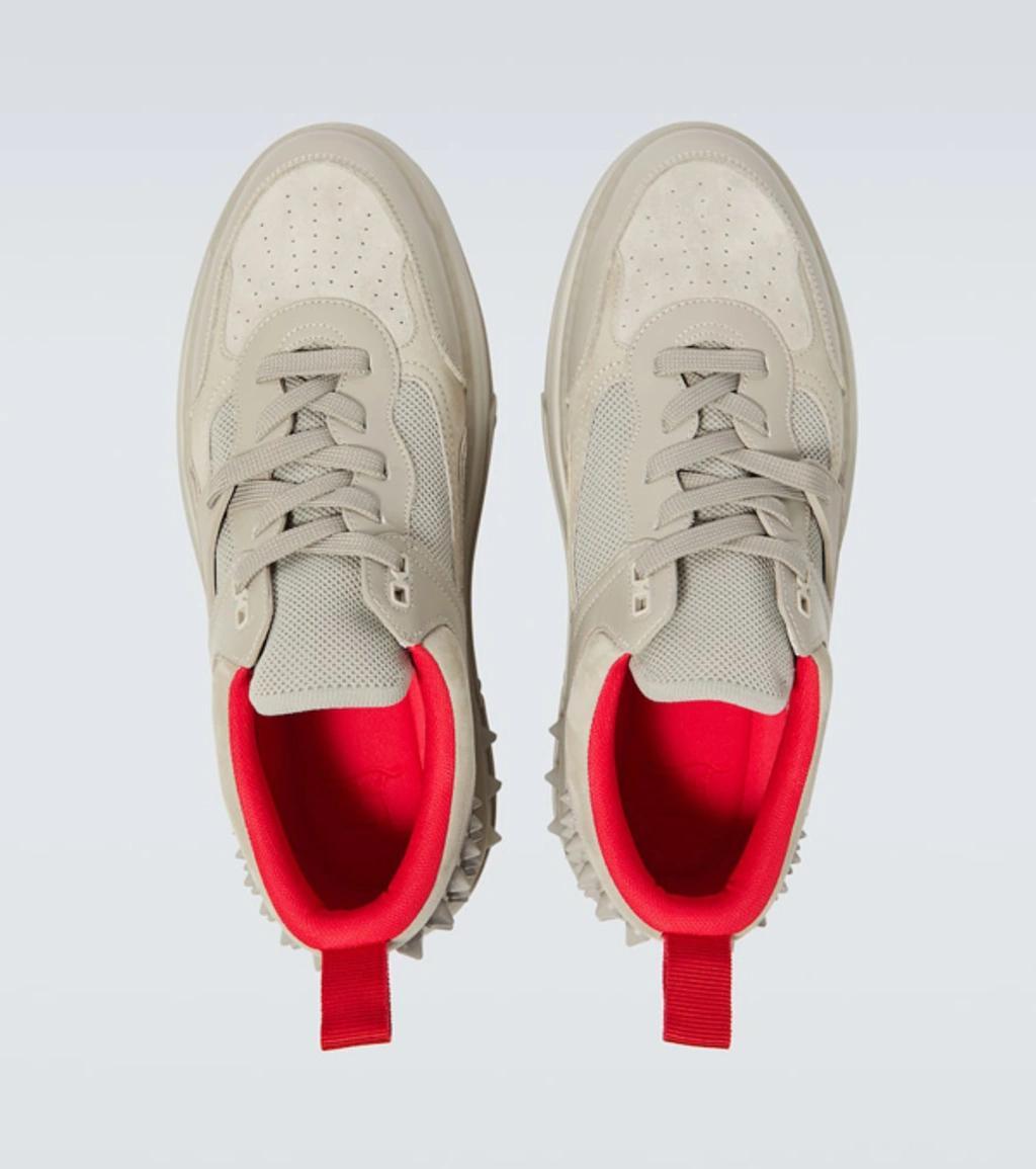 CHRISTIAN LOUBOUTIN Astroloubi Leather And Suede Sneakers In Goose Product Image