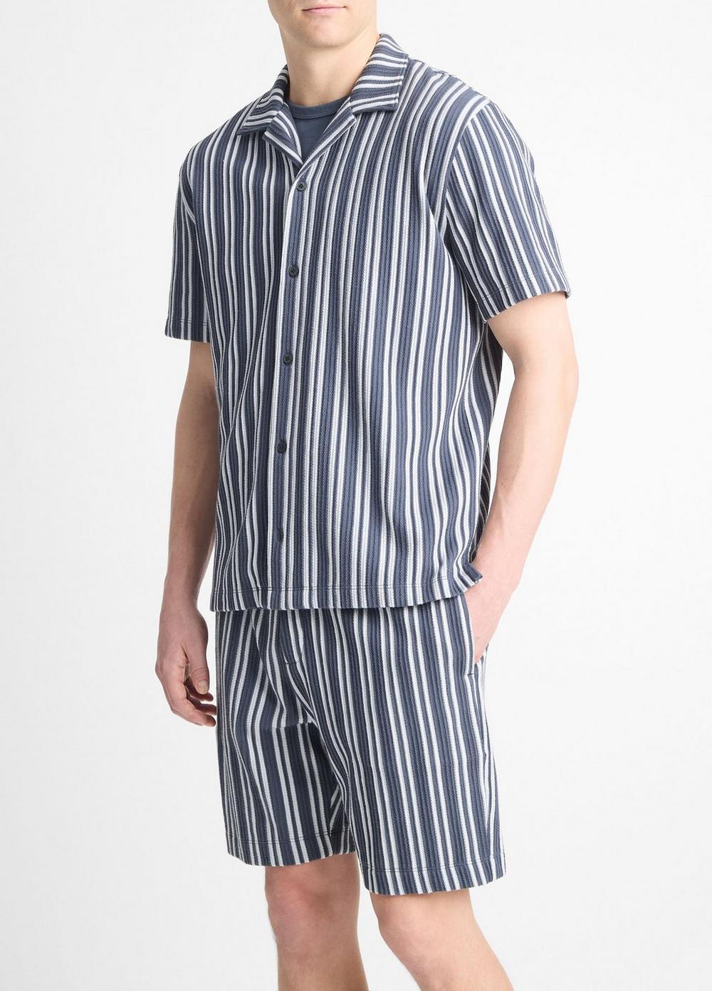 Jacquard-Stripe Cotton-Blend Button-Front Shirt Product Image