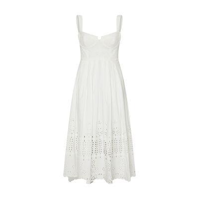 Cotton Broderie Midi Dress In White Product Image