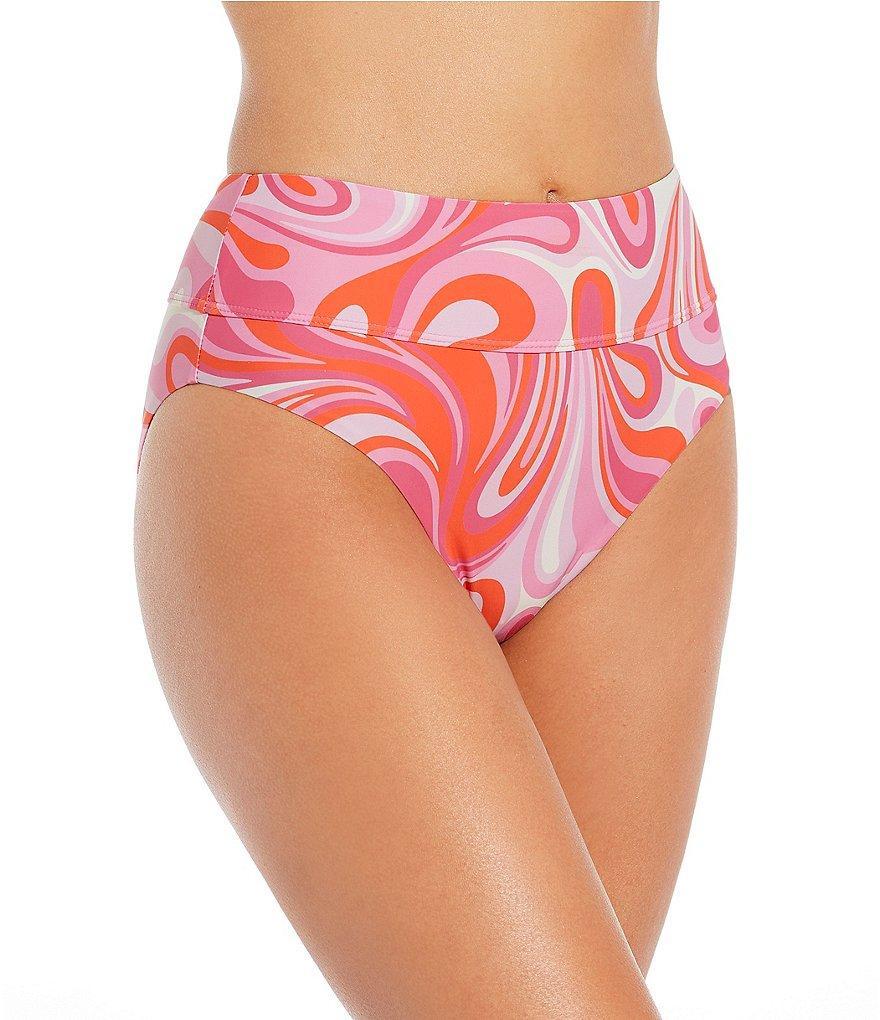 Gianni Bini Light My Love Swirl Wide Band High Waist Swim Bottom Product Image