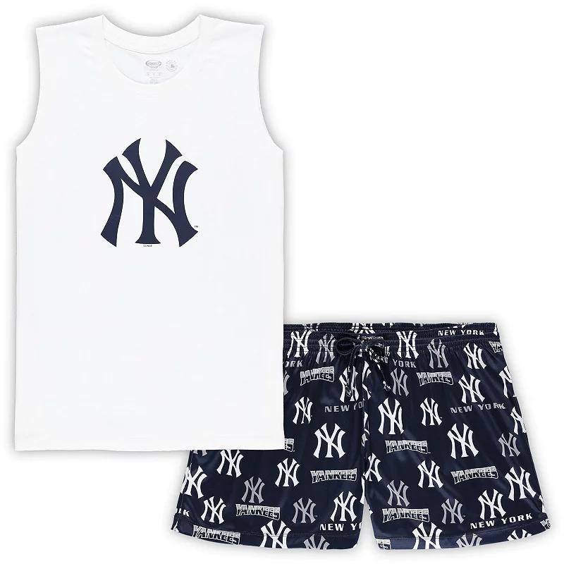 Womens Concepts Sport /Navy New York Yankees Plus Size Tank Top & Shorts Sleep Set Product Image