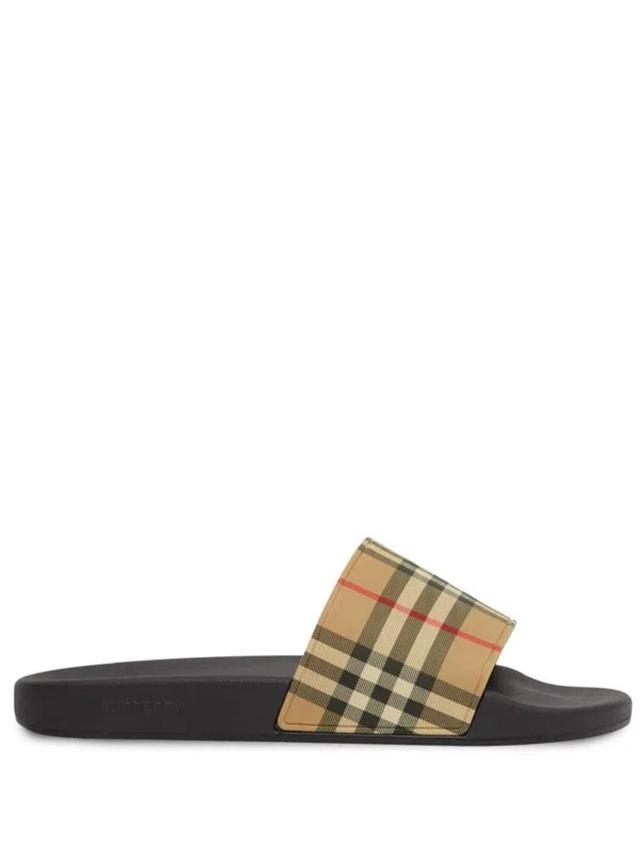 BURBERRY Furley Vintage Check Slides In Beige Product Image