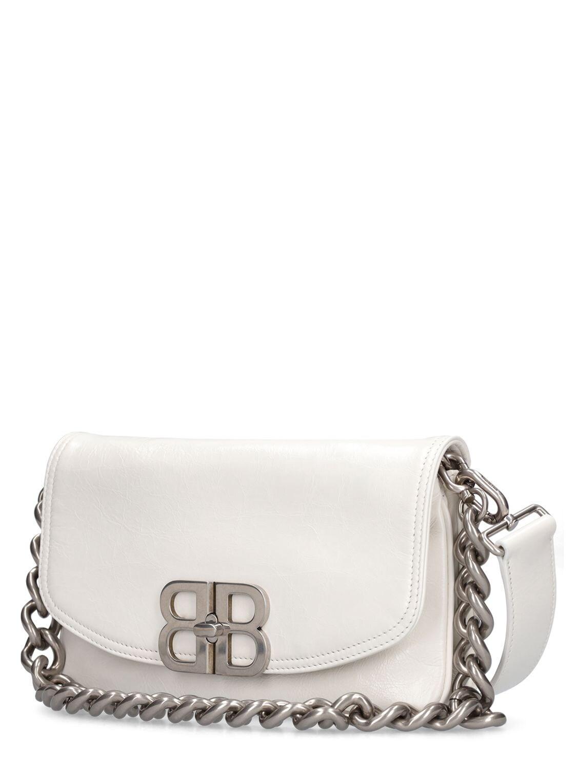 Small Bb Soft Leather Shoulder Bag In White Product Image