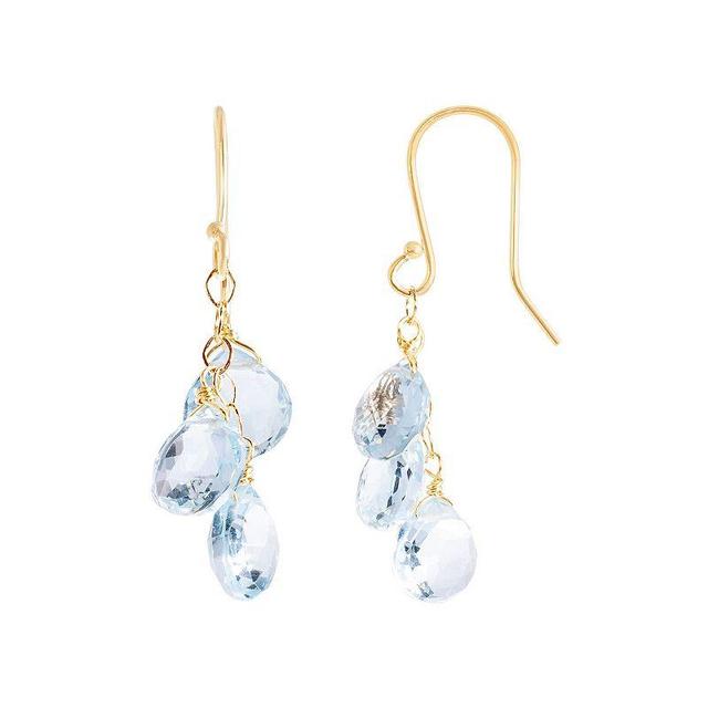 Jewelmak 14k Gold Blue Topaz Briolette Drop Earrings, Womens Product Image