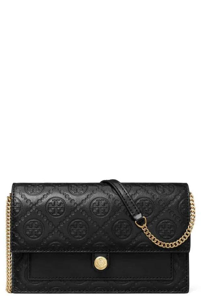 T Monogram Debossed Wallet On A Chain In Black Product Image