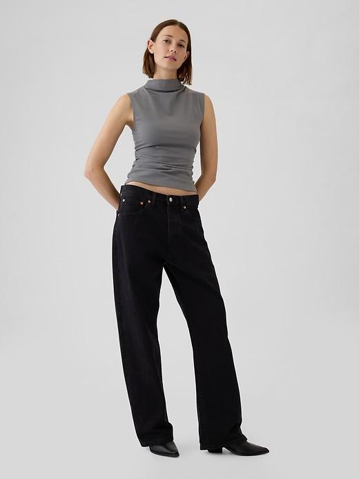 Modern Funnel-Neck Ruched Tank Top Product Image