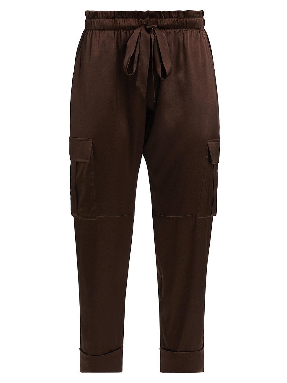 Womens Carmen Silk Charmeuse Cargo Pants Product Image