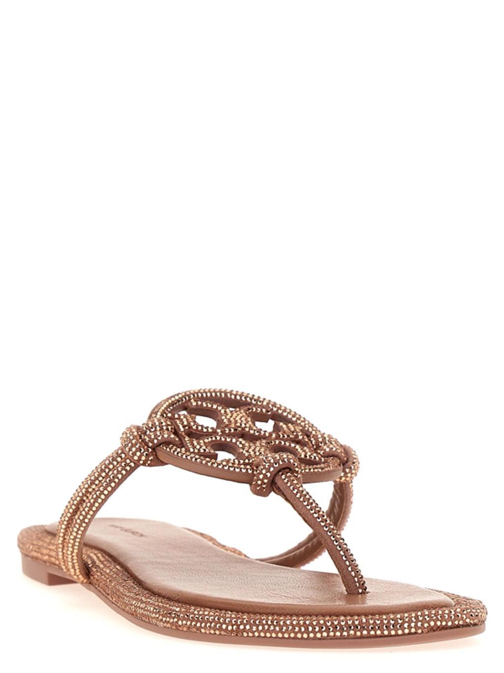 TORY BURCH Miller Knotted Pave Sandals In Pink Product Image