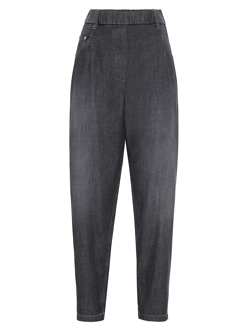 Womens Lightweight Denim Baggy Trousers Product Image