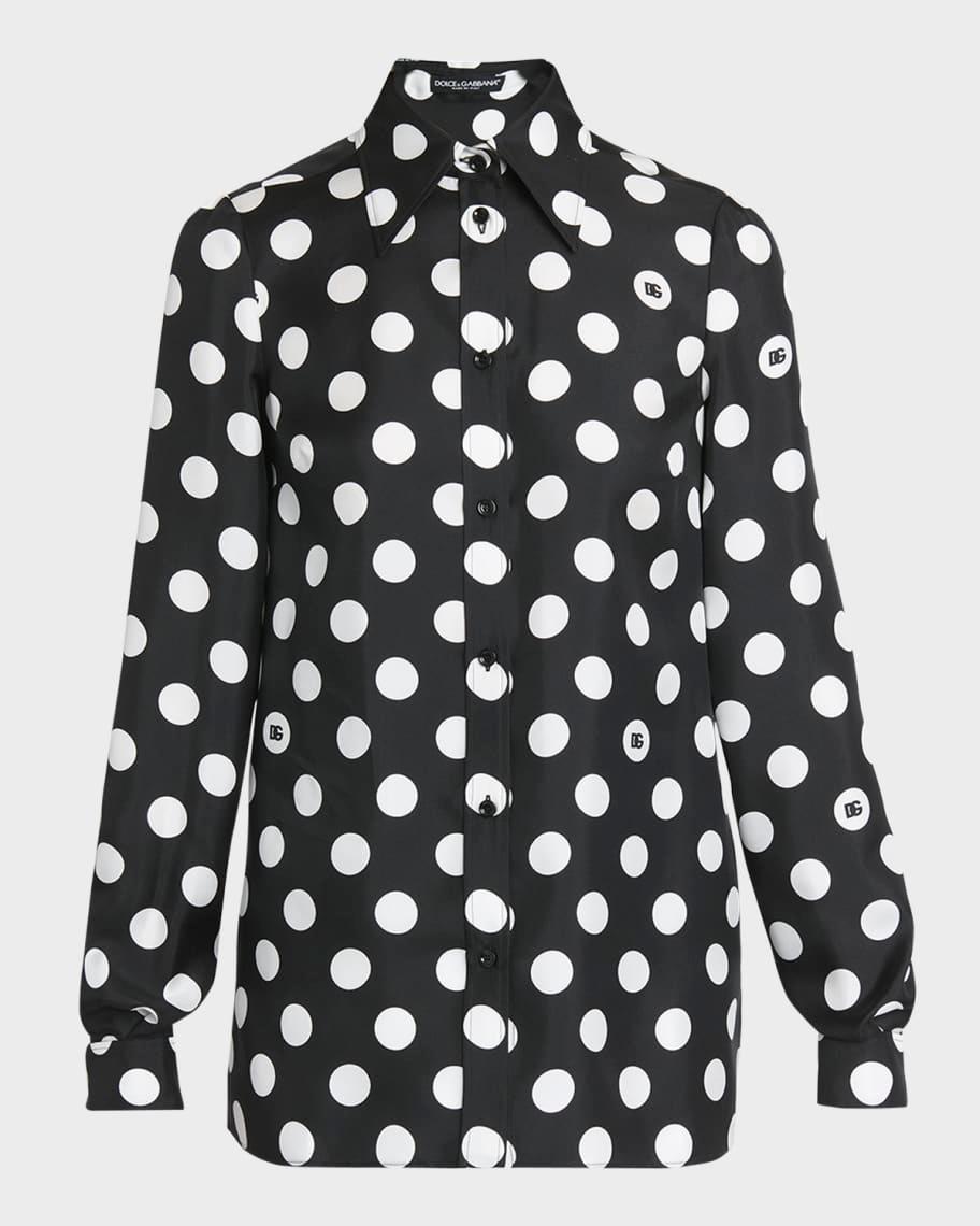 DG Polka-Dot Print Long-Sleeve Silk Twill Shirt Product Image