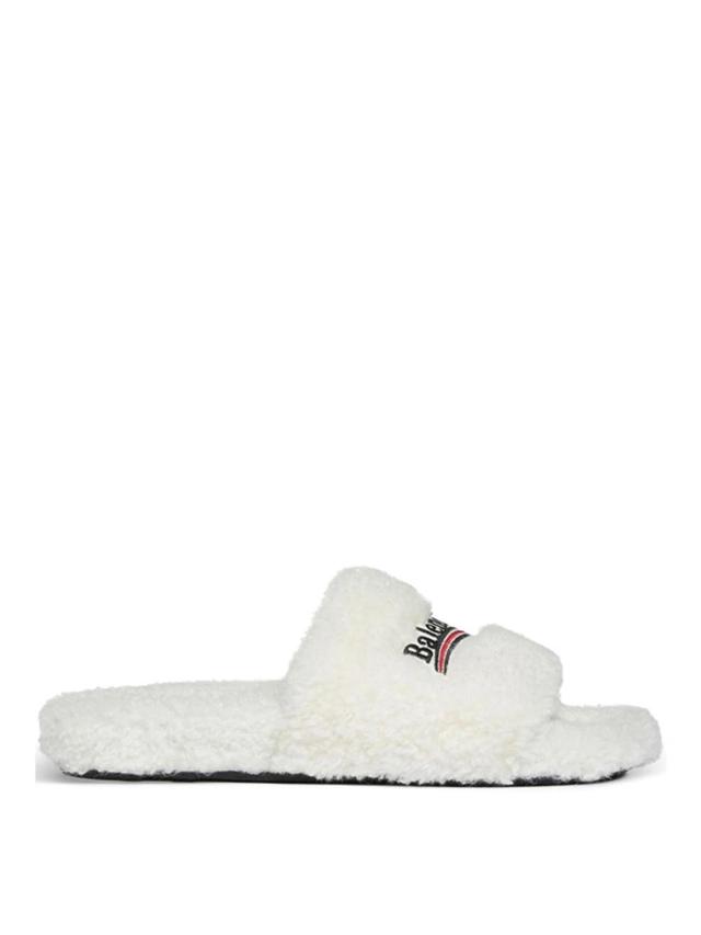 BALENCIAGA Furry Slide In Blanco Product Image