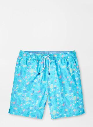 Peter Millar Mens Blue Hawaii Swim Trunk | Color: Radiant Blue | Size: M Product Image