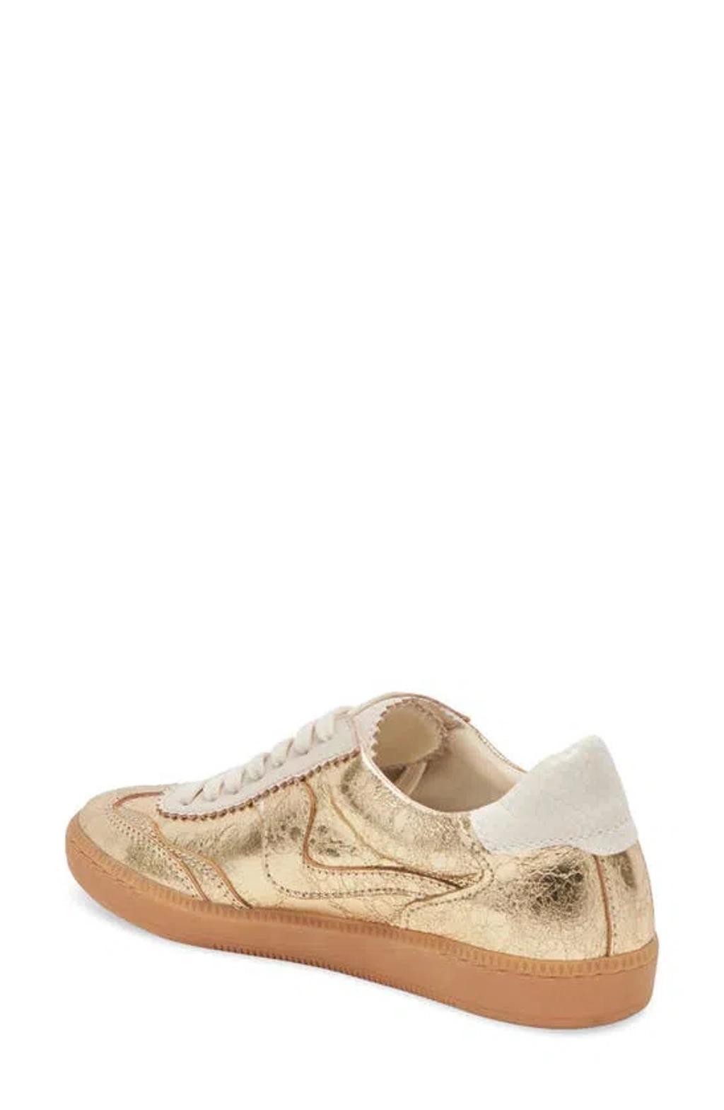 Women's Notice Low-profile Lace-up Sneakers In Gold Metallic Crackled Leather Product Image