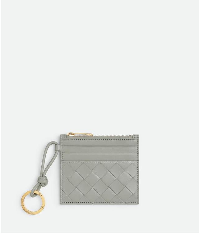 Women's Intrecciato Zippered Card Case in Agate grey Product Image