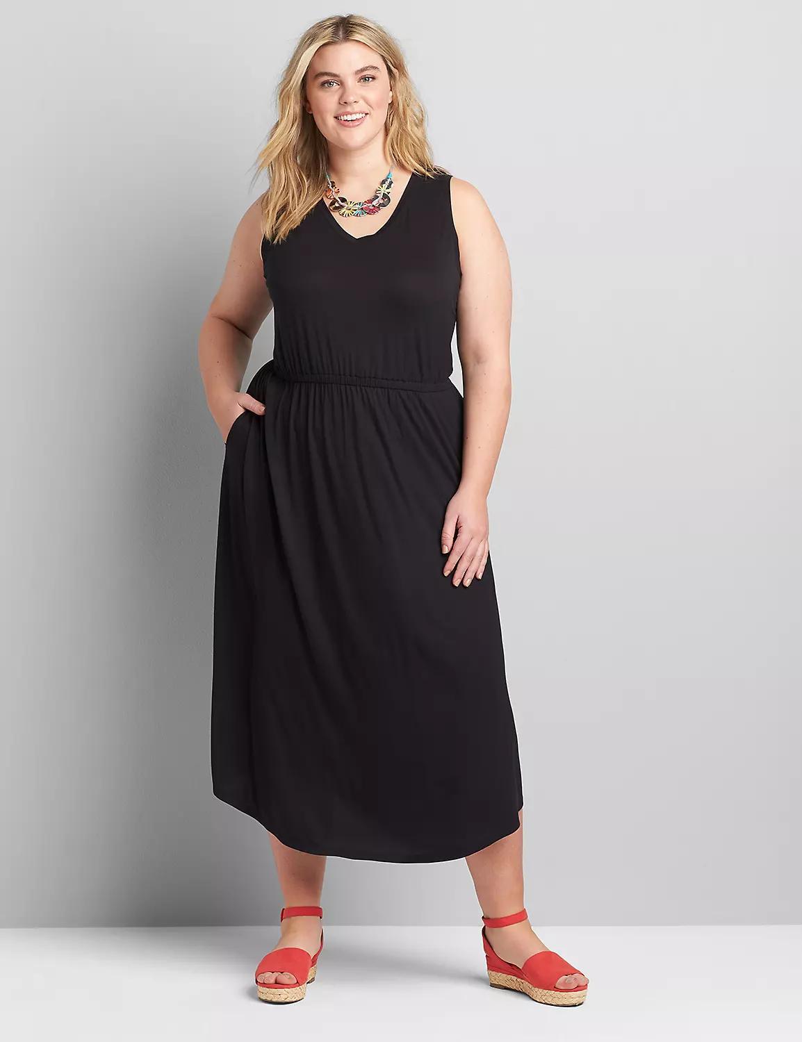 Shirred-Racerback Midi Dress Product Image