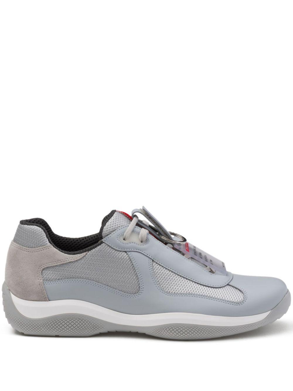 PRADA America's Cup Logo-patch Sneakers In Blue Product Image