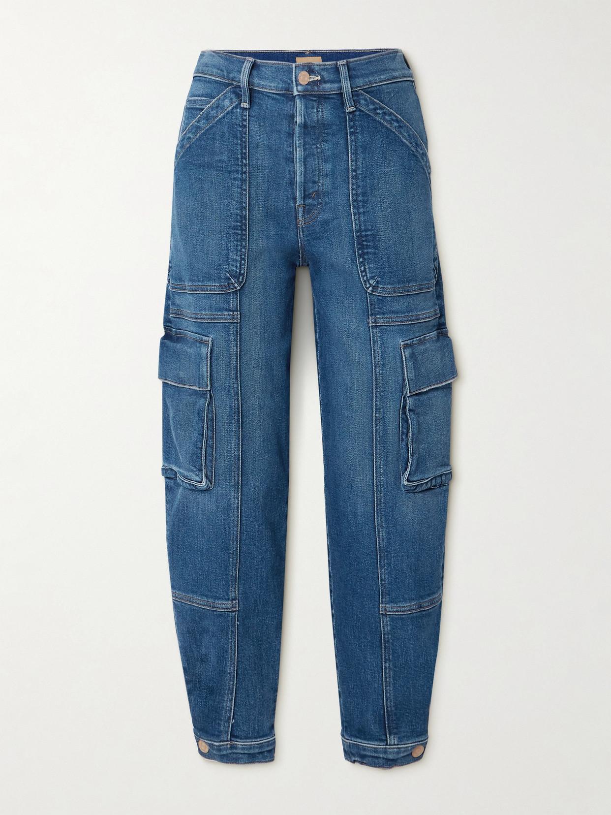 MOTHER + Net Sustain The Curbside Cargo Flood High-rise Tapered Jeans In Blue Product Image