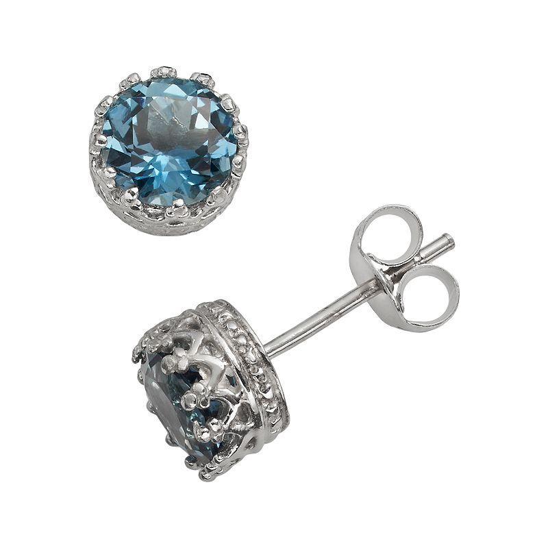 Designs by Gioelli Sterling Silver London Blue Topaz Stud Earrings, Womens Product Image