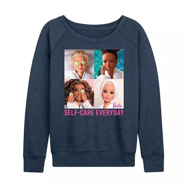 Womens Barbie Self Care Everyday Lightweight French Terry Sweatshirt, Girls Grey Indigo Product Image