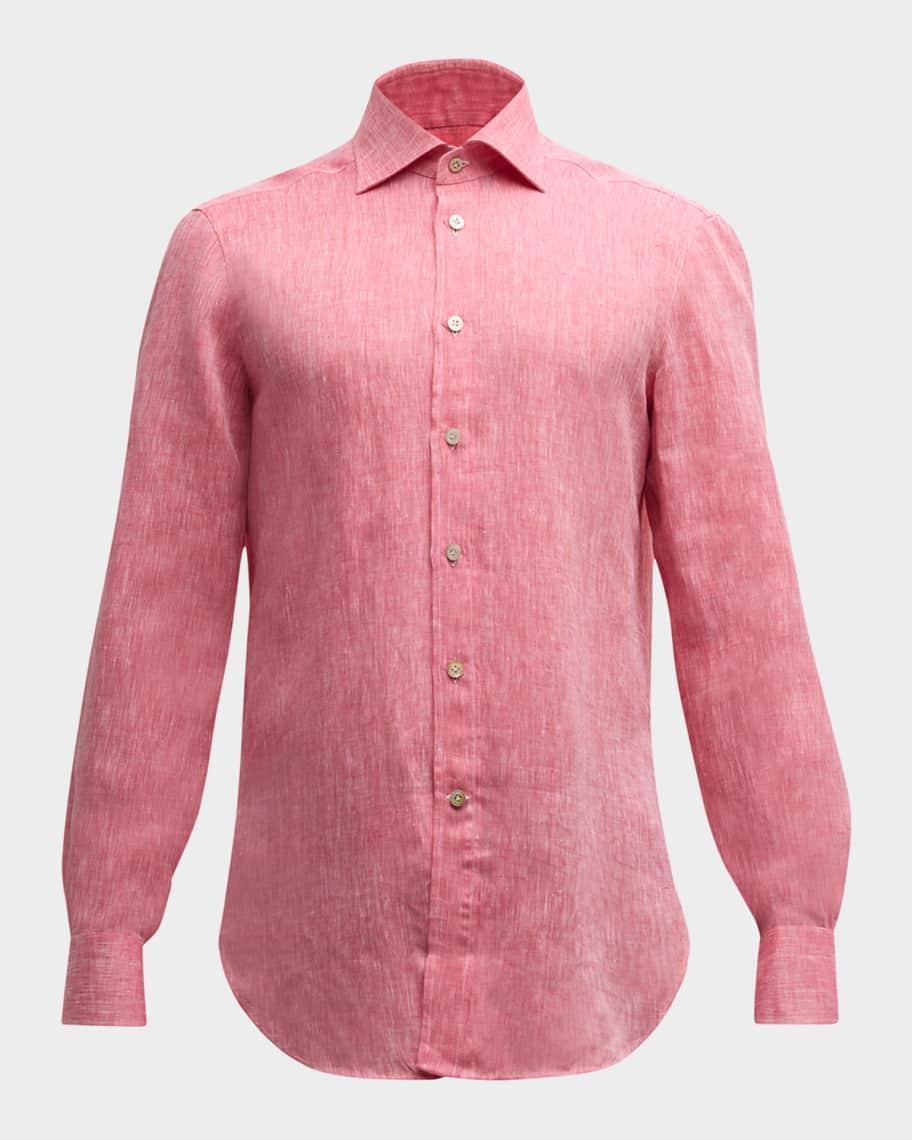 Men's Solid Linen Sport Shirt Product Image