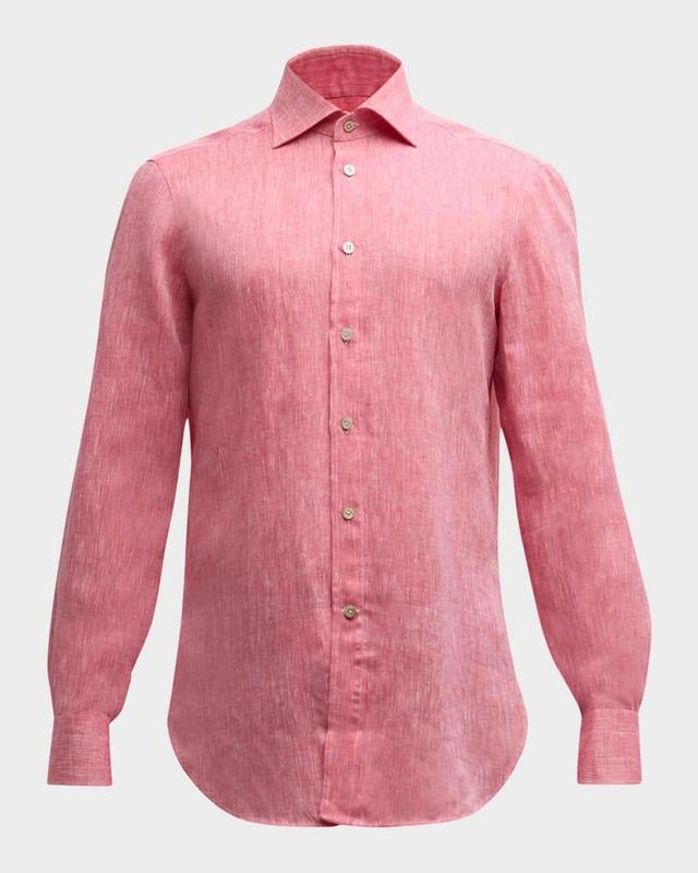 Men's Solid Linen Sport Shirt Product Image