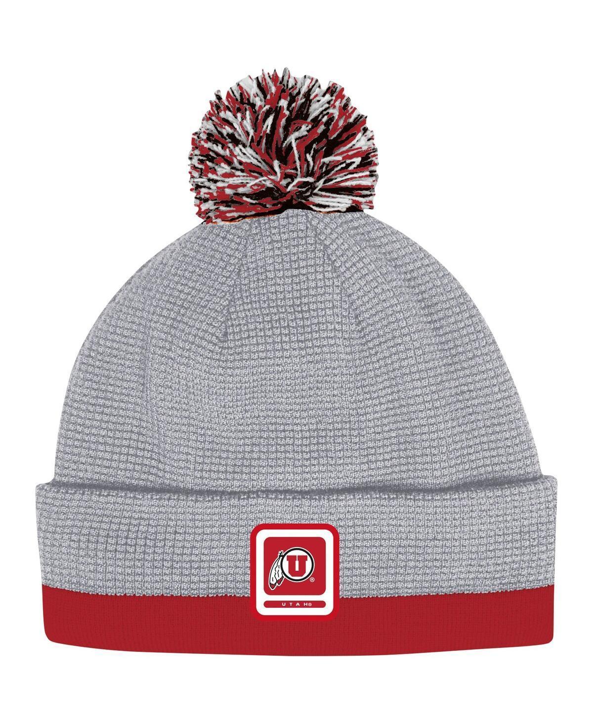 Mens Under Armour Gray Utah Utes 2023 Sideline Performance Cuffed Knit Hat with Pom Product Image