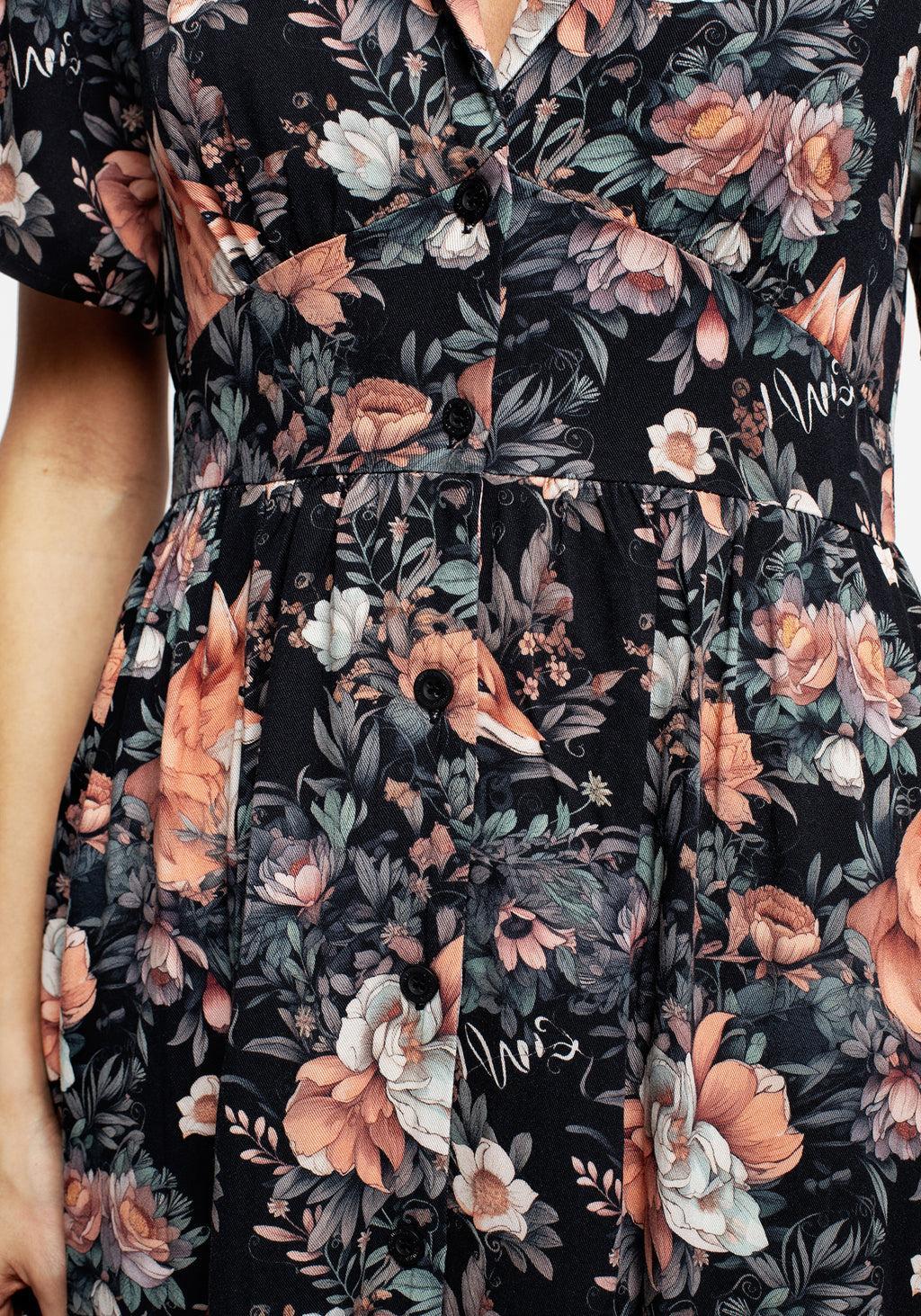 Reynard Fox Floral Print Midi Shirt Dress Product Image