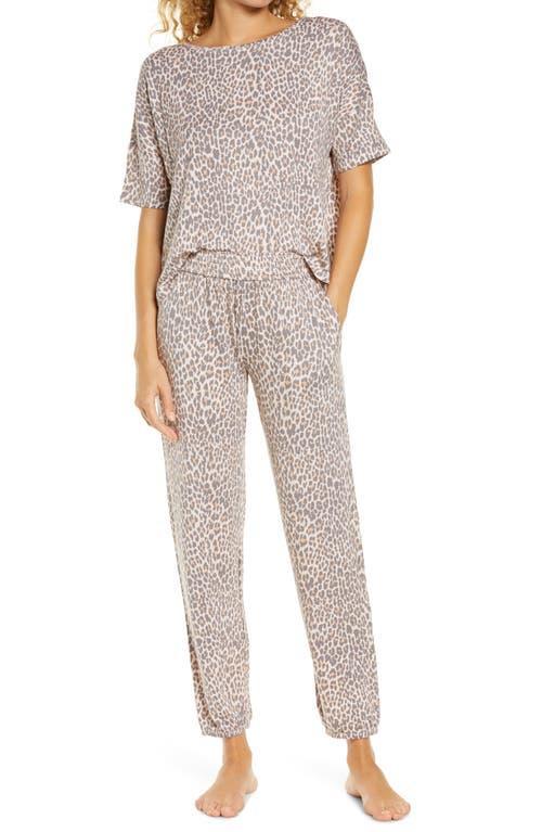 Honeydew Intimates Sun Lover Leopard Print French Terry Coordinating Pajama Set Product Image