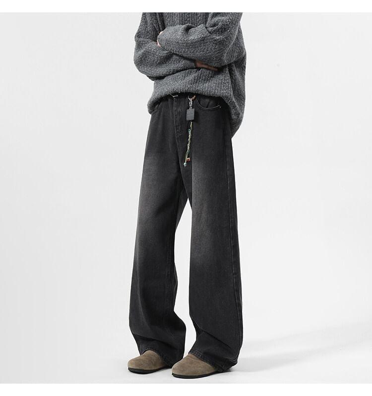 Mid Rise Washed Wide Leg Jeans Product Image