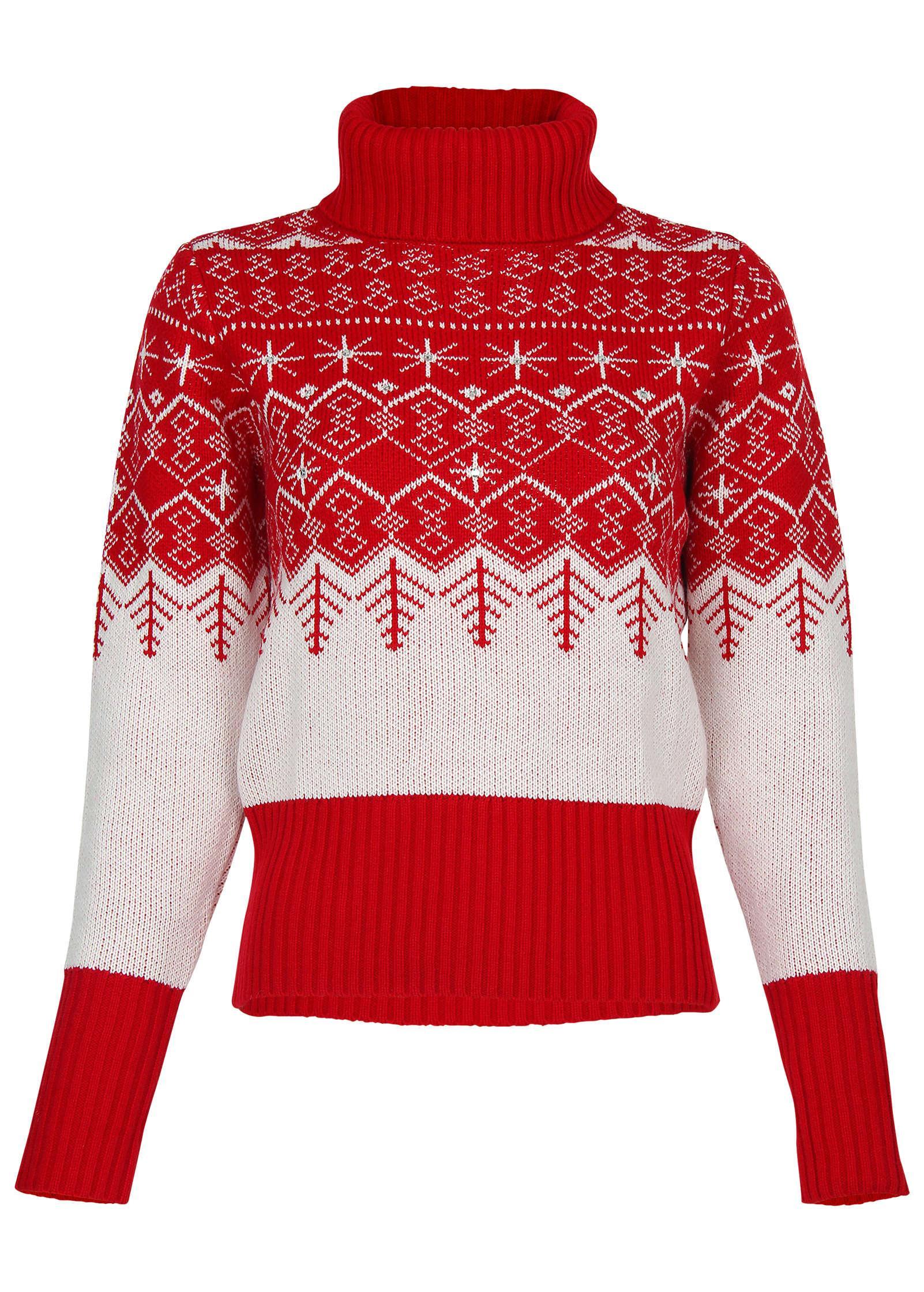 Embellished Holiday Sweater - Red Snowflake Multi Product Image