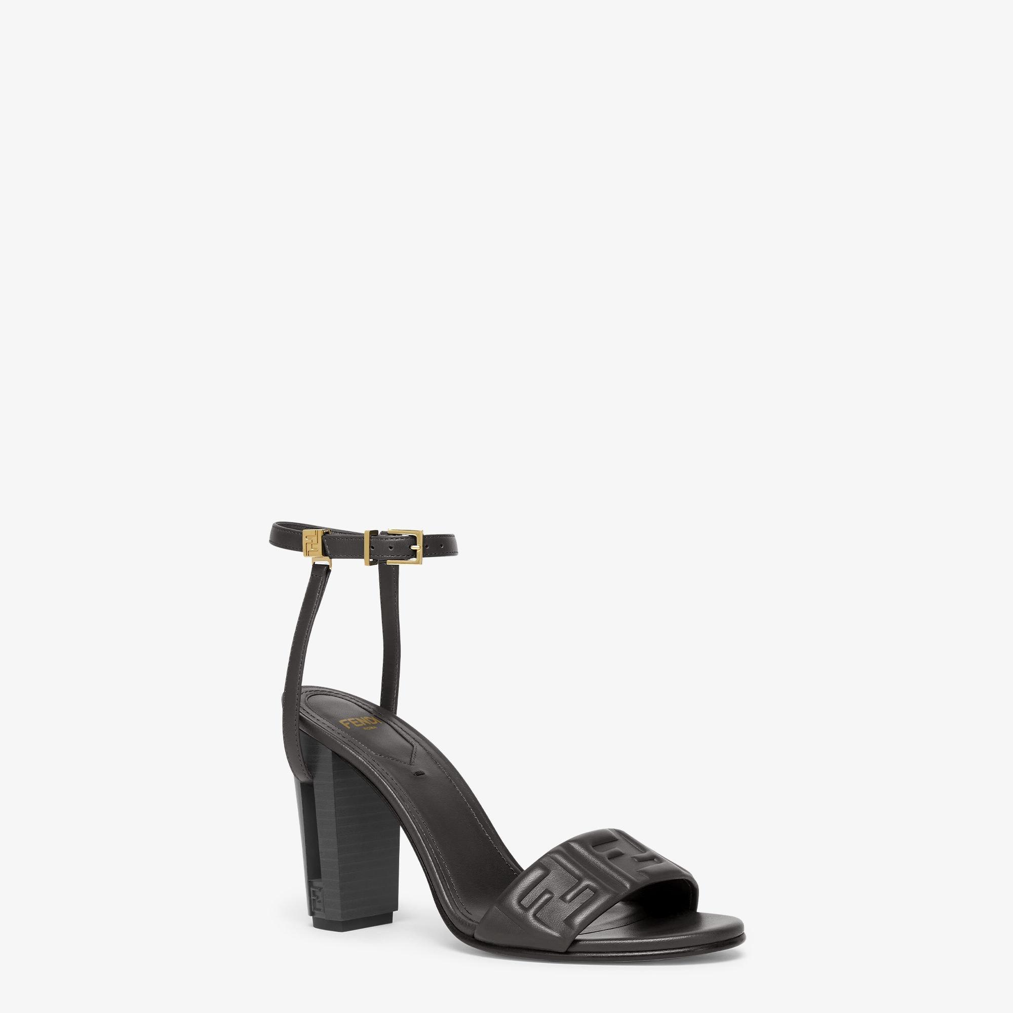 DelfinaBlack FF nappa leather high-heeled sandals Product Image