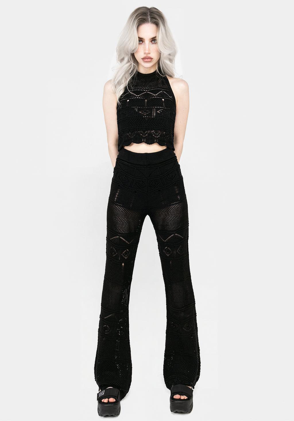 Hooked Pointelle Flare Trousers Product Image