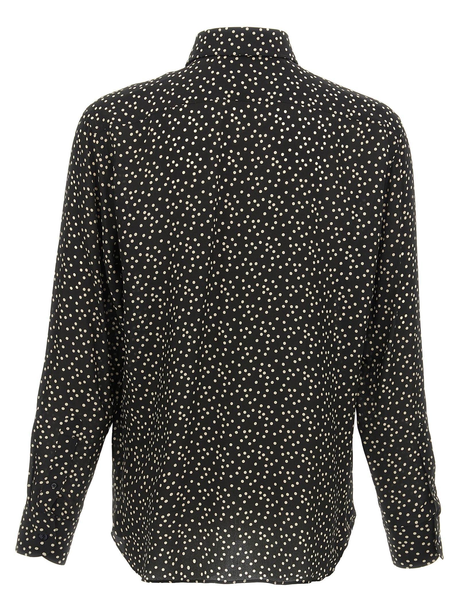 TOM FORD Dotted Silk Crepe De Chine Fluid Shirt In Black   Product Image