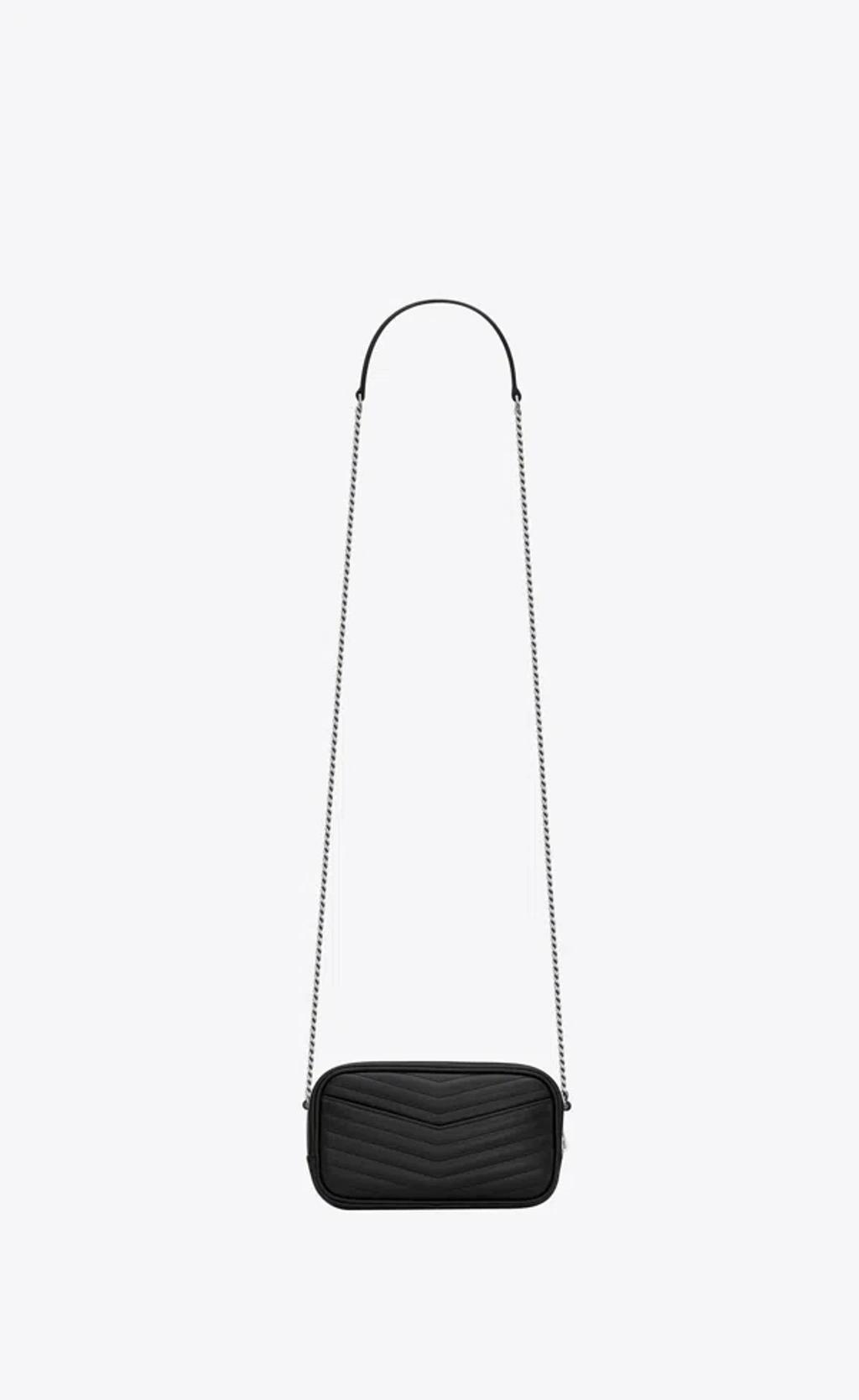 SAINT LAURENT Mini Lou Black Calfskin Leather Crossbody Handbag For Women Ss24 In Nero Product Image