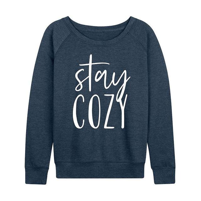 Womens Stay Cozy Lightweight French Terry Sweatshirt, Girls Grey Blue Product Image