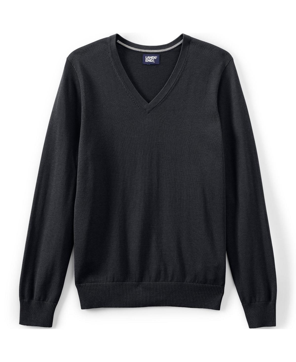 Big & Tall Lands End V-Neck Pullover Sweater, Mens Pewter Grey Product Image