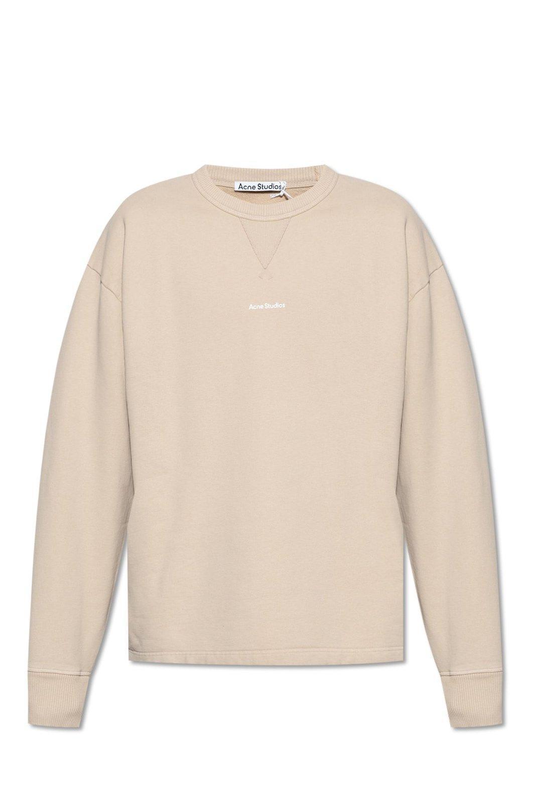 Logo Printed Crewneck Sweatshirt In Beige Product Image