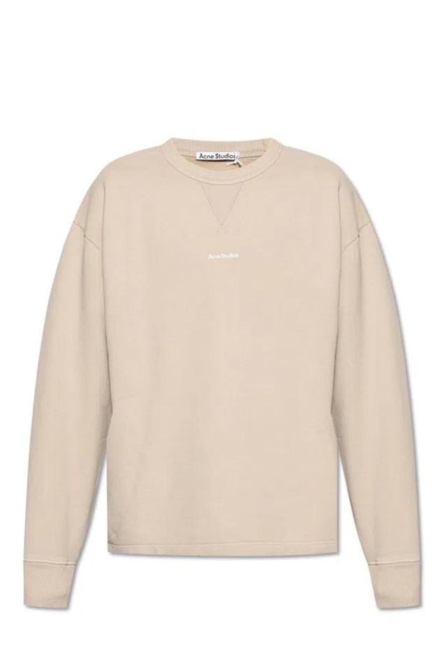 Logo Printed Crewneck Sweatshirt In Beige Product Image