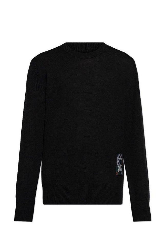 BURBERRY Logo Patch Knit Sweater In Black Product Image