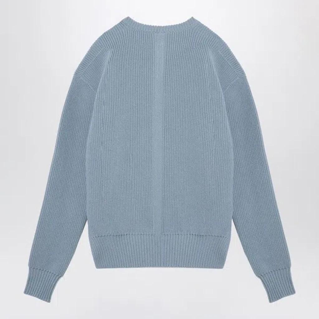 Light Blue Wool Crew-neck Sweater In Gray Product Image