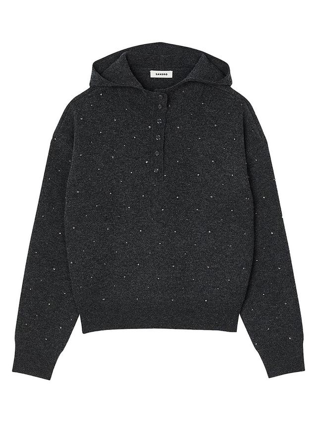 Womens Rhinestone Hooded Jumper Product Image