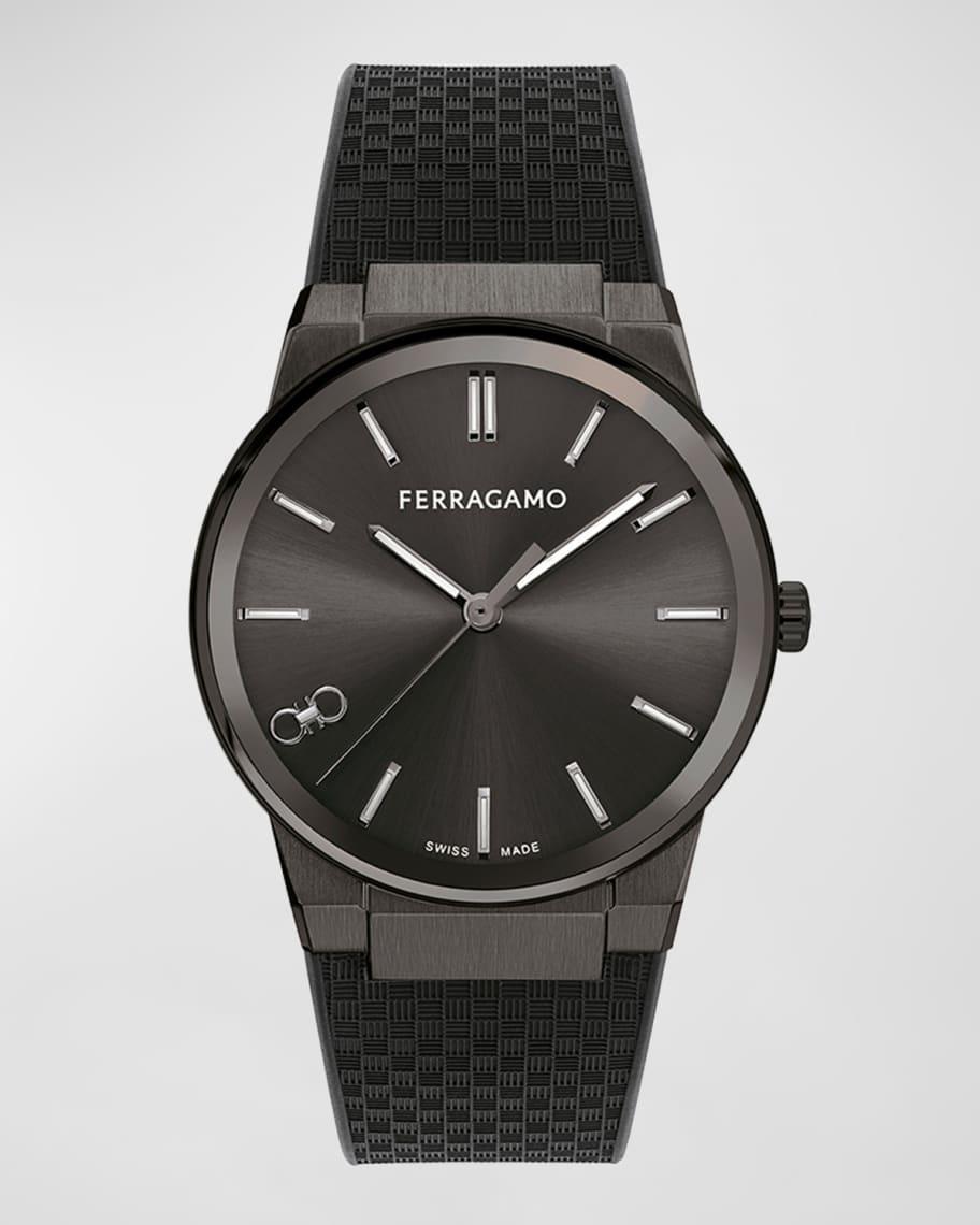 Salvatore Ferragamo Mens Infinity Sapphire Quartz Analog All Black Silicone Strap Watch Product Image