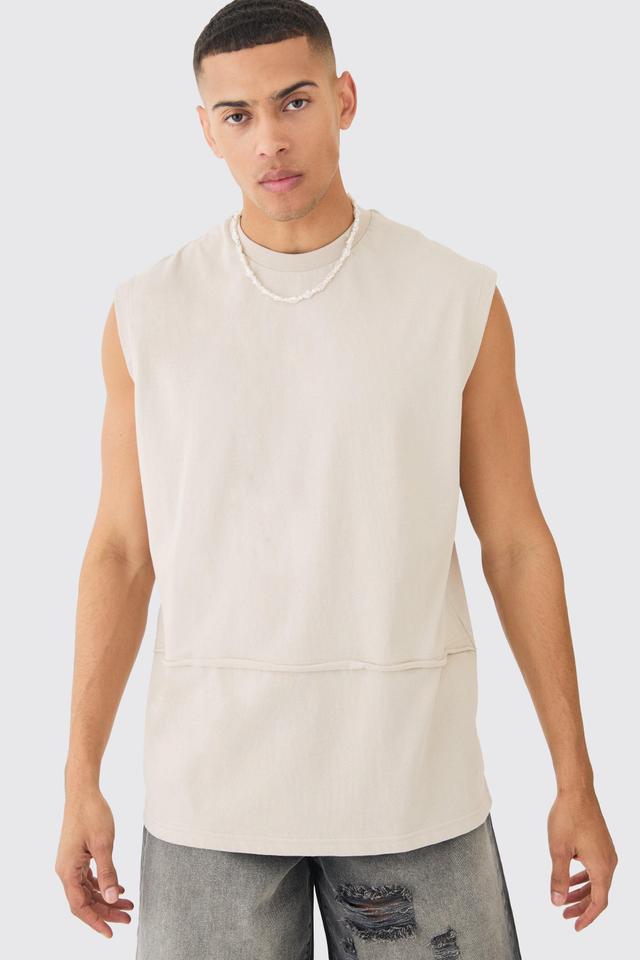 Oversized Raw Layer Tank | boohooMAN USA Product Image